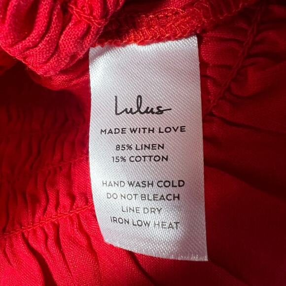 Lulus Your Sunshine Red Smocked Flutter Sleeve Top Sz XL Spring Summer Vacation - Picture 4 of 6